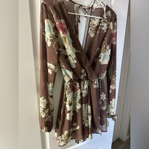 Brown Floral Romper